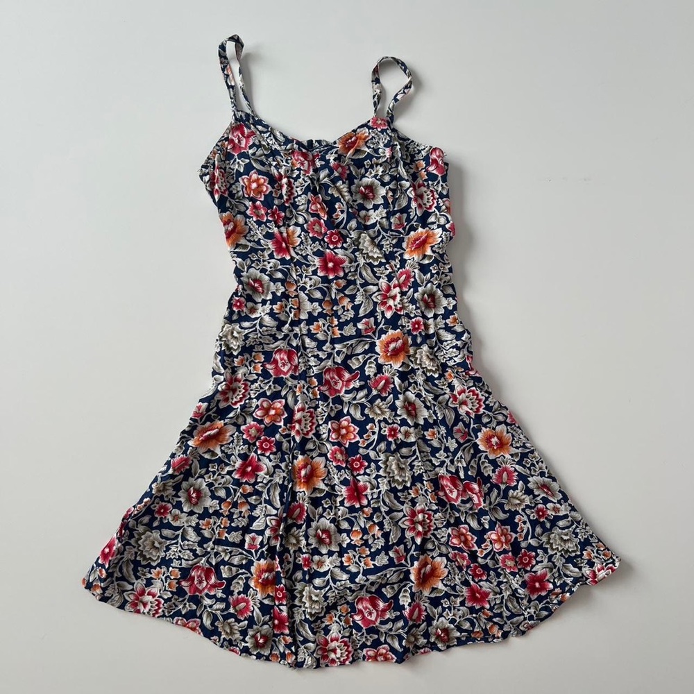 Vintage 90s United colors of Benetton navy blue floral dress